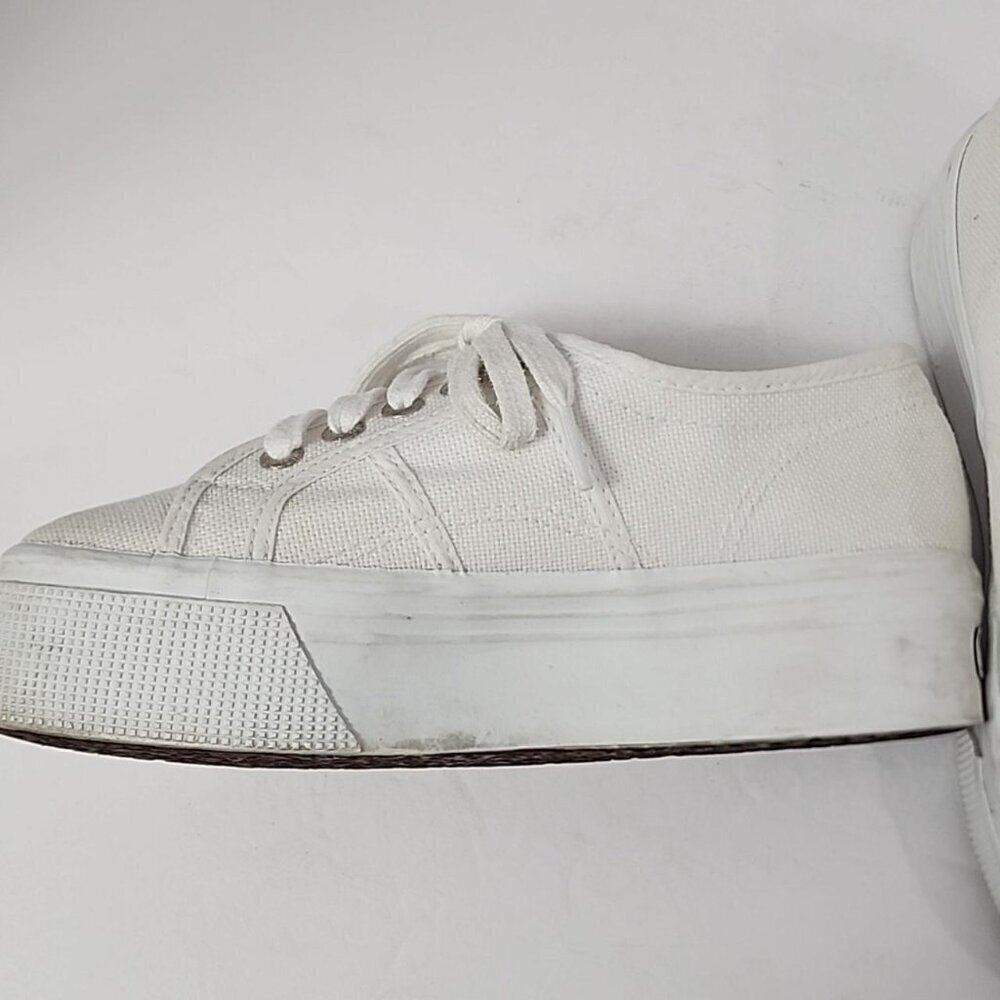 Superga Womens White Canvas Platform Sneakers, 4.5 - Picture 7 of 8